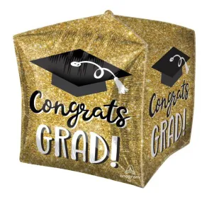15" Ultrashape Cubez Congrats Grad Sparkle Foil Balloon (3/Pk)