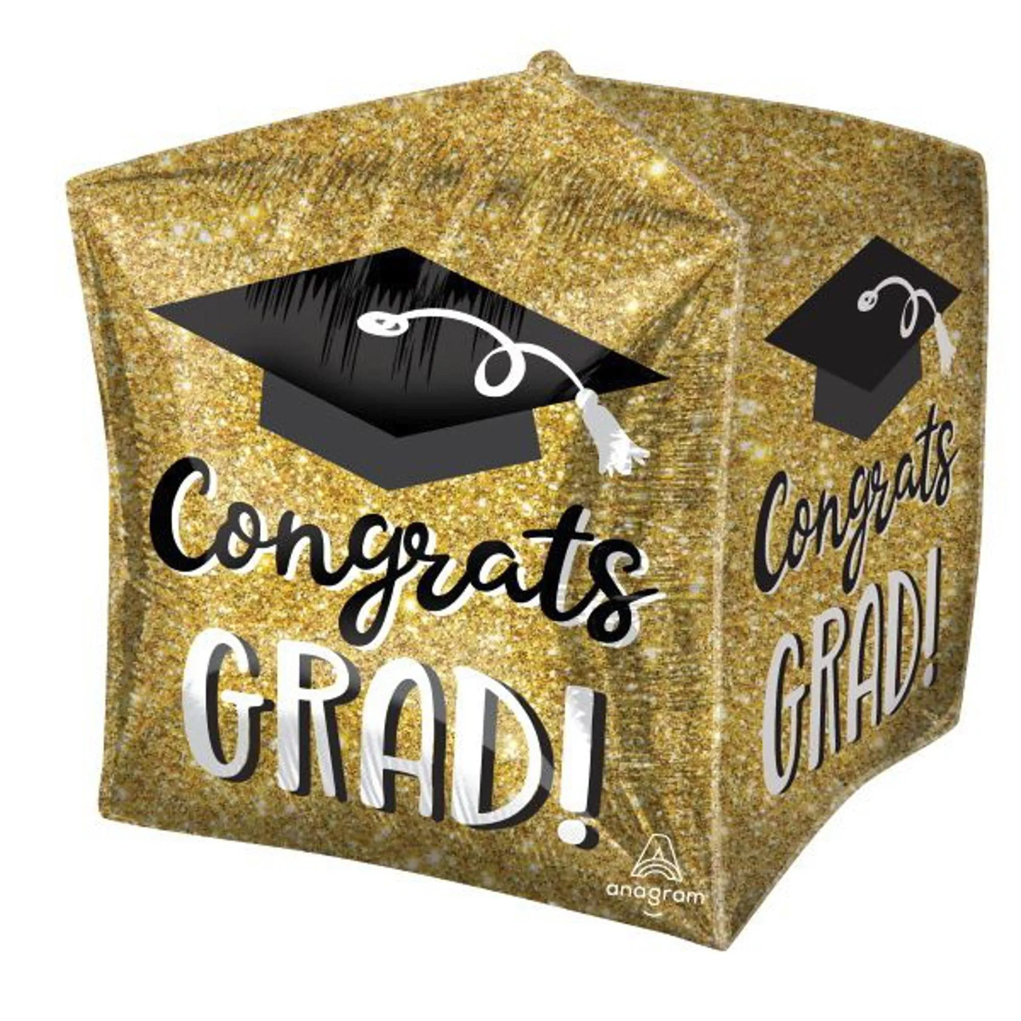 15" Ultrashape Cubez Congrats Grad Sparkle Foil Balloon (3/Pk)