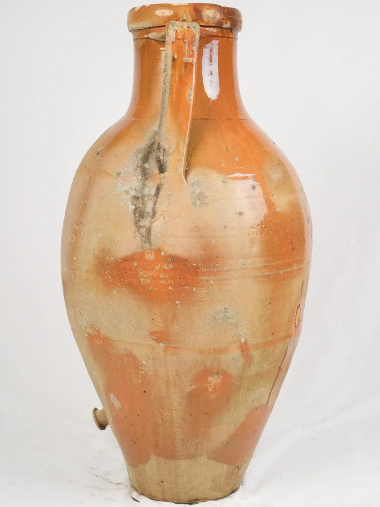 19th-Century Puglian Terracotta Capasone Amphora Jar w/ ocher glaze 41¾"