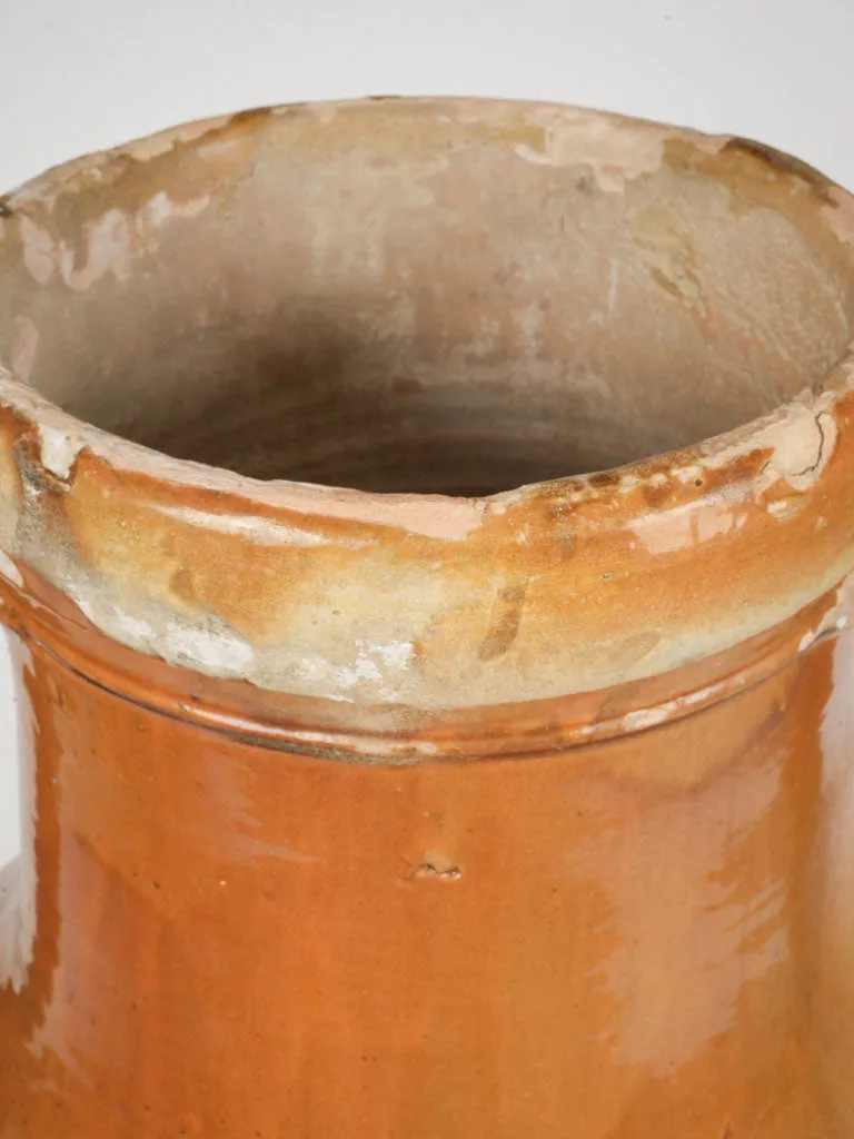 19th-Century Puglian Terracotta Capasone Amphora Jar w/ ocher glaze 41¾"