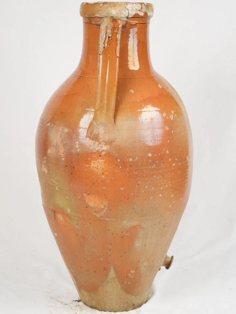 19th-Century Puglian Terracotta Capasone Amphora Jar w/ ocher glaze 41¾"