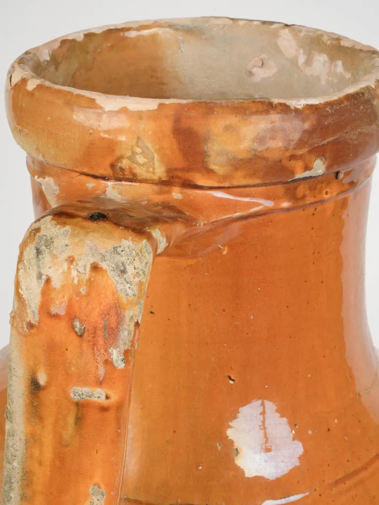 19th-Century Puglian Terracotta Capasone Amphora Jar w/ ocher glaze 41¾"