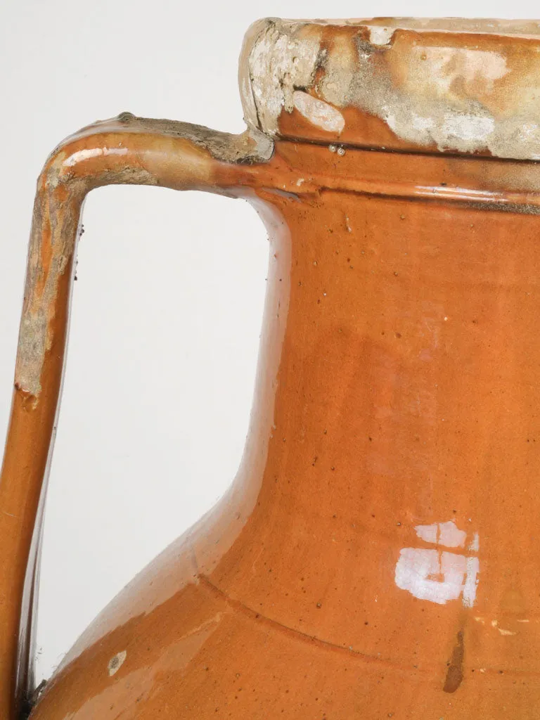 19th-Century Puglian Terracotta Capasone Amphora Jar w/ ocher glaze 41¾"