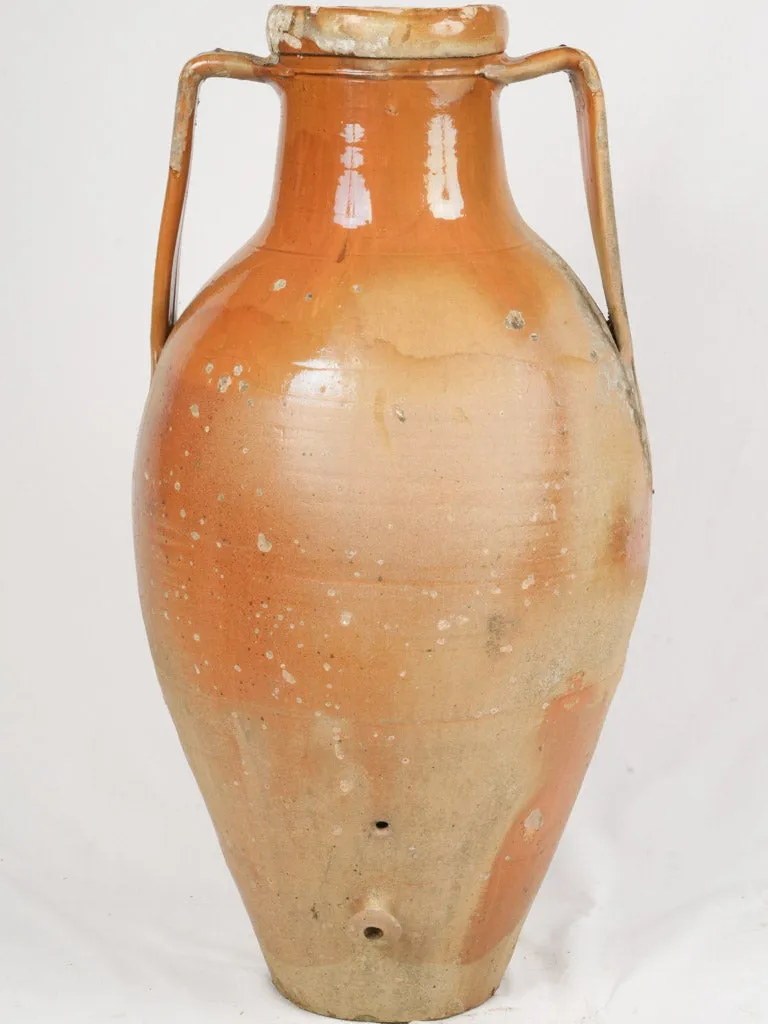 19th-Century Puglian Terracotta Capasone Amphora Jar w/ ocher glaze 41¾"