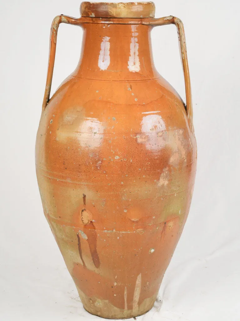 19th-Century Puglian Terracotta Capasone Amphora Jar w/ ocher glaze 41¾"
