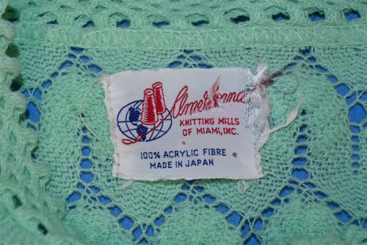 60s Americana Knitted Lace Cardigan Sweater Women's Large