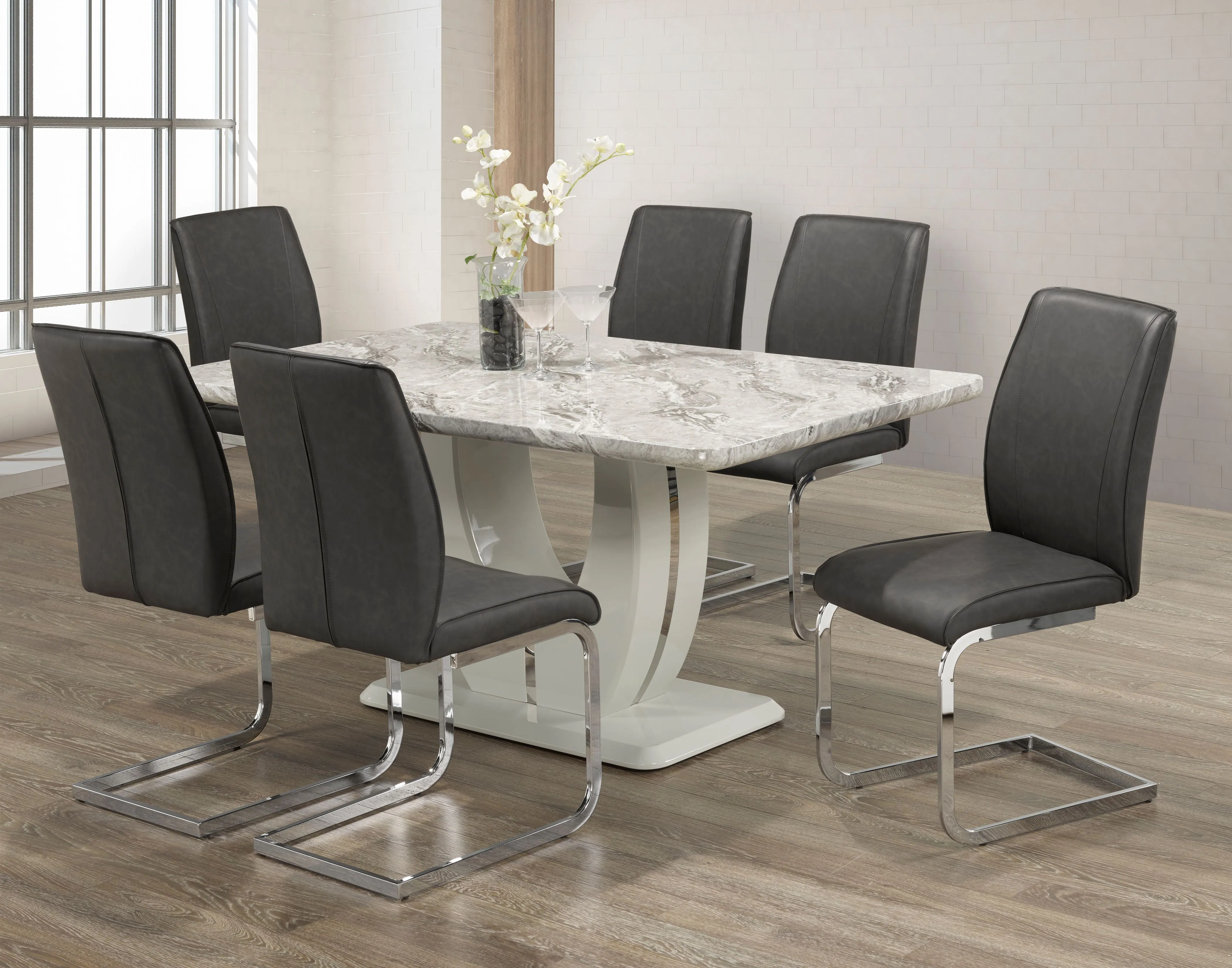 7-Piece Dining Set - Grey