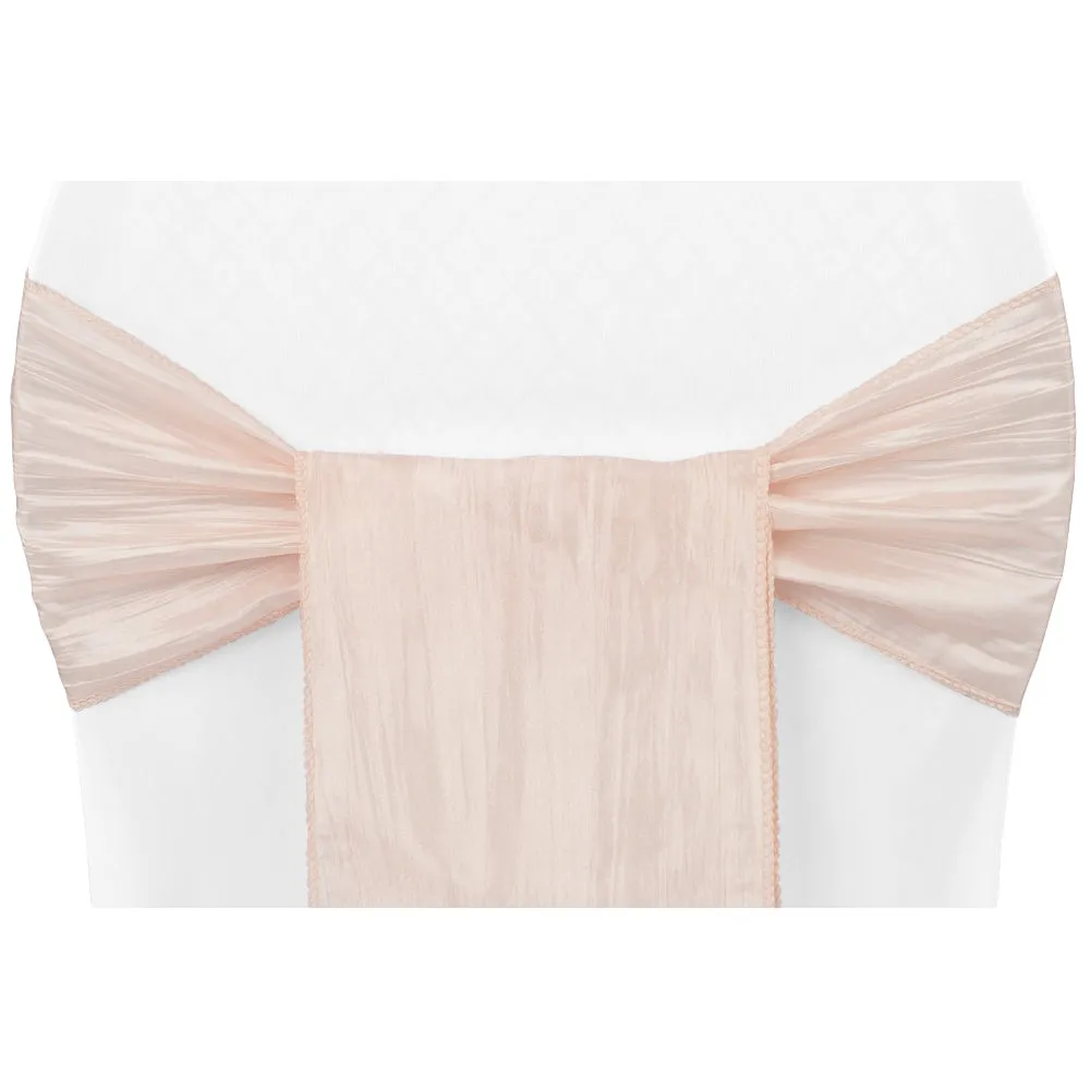 Accordion Crinkle Taffeta Chair Sash - Blush/Rose Gold