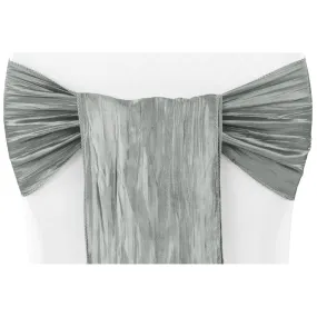 Accordion Crinkle Taffeta Chair Sash - Gray/Silver