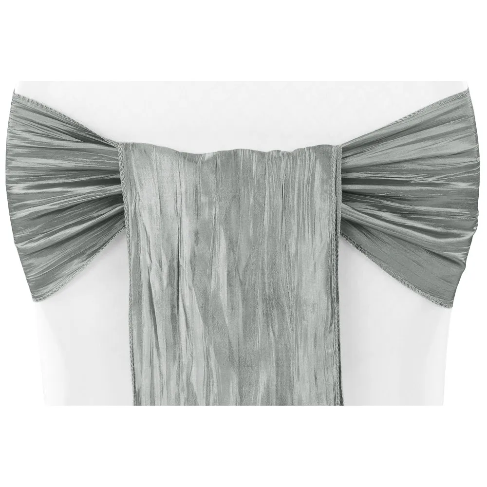 Accordion Crinkle Taffeta Chair Sash - Gray/Silver