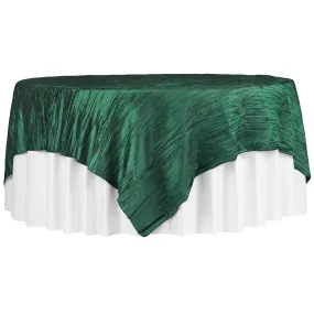 Accordion Crinkle Taffeta Table Overlay Topper 85"x85" Square  - Emerald Green