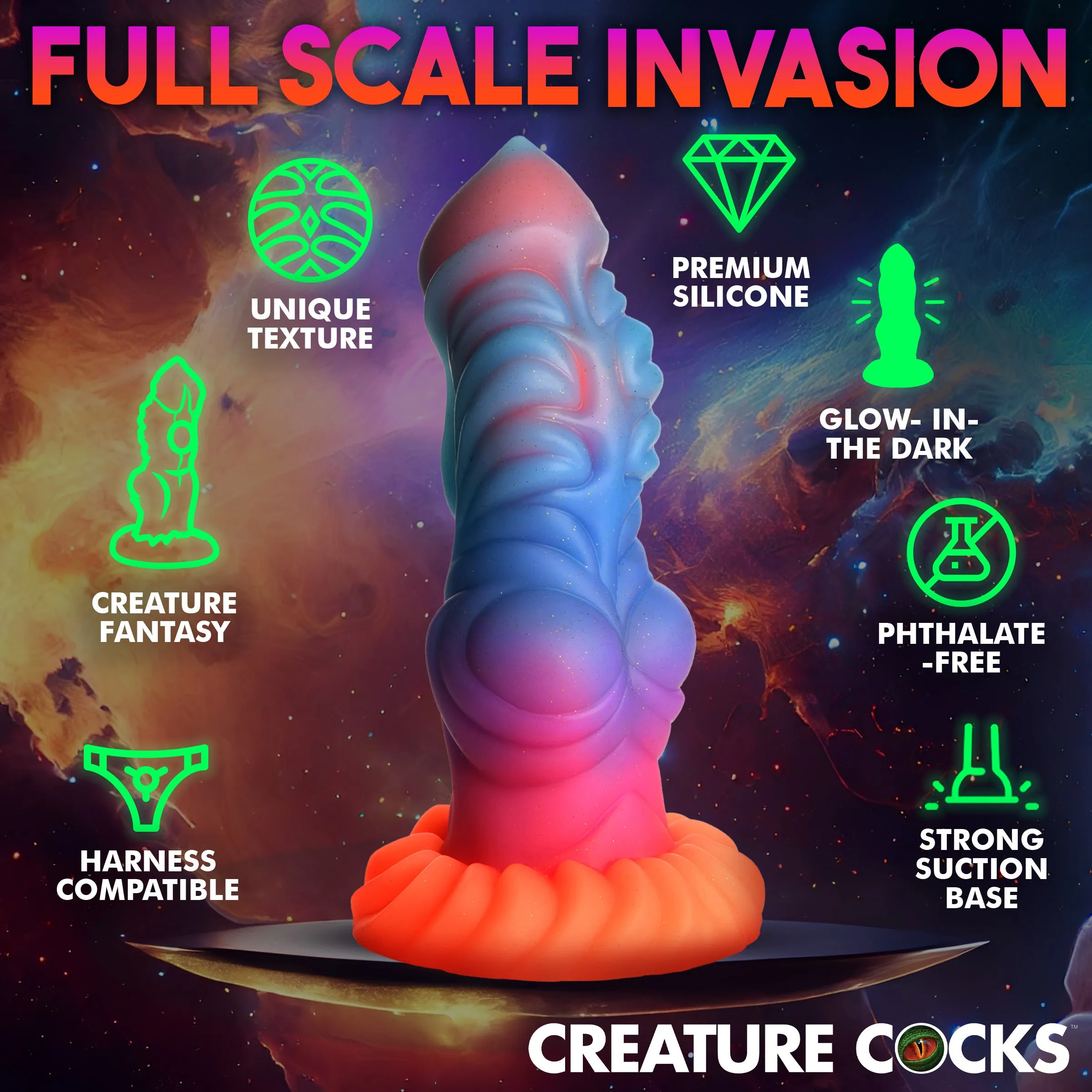 Alien Invader Glow In The Dark Dildo