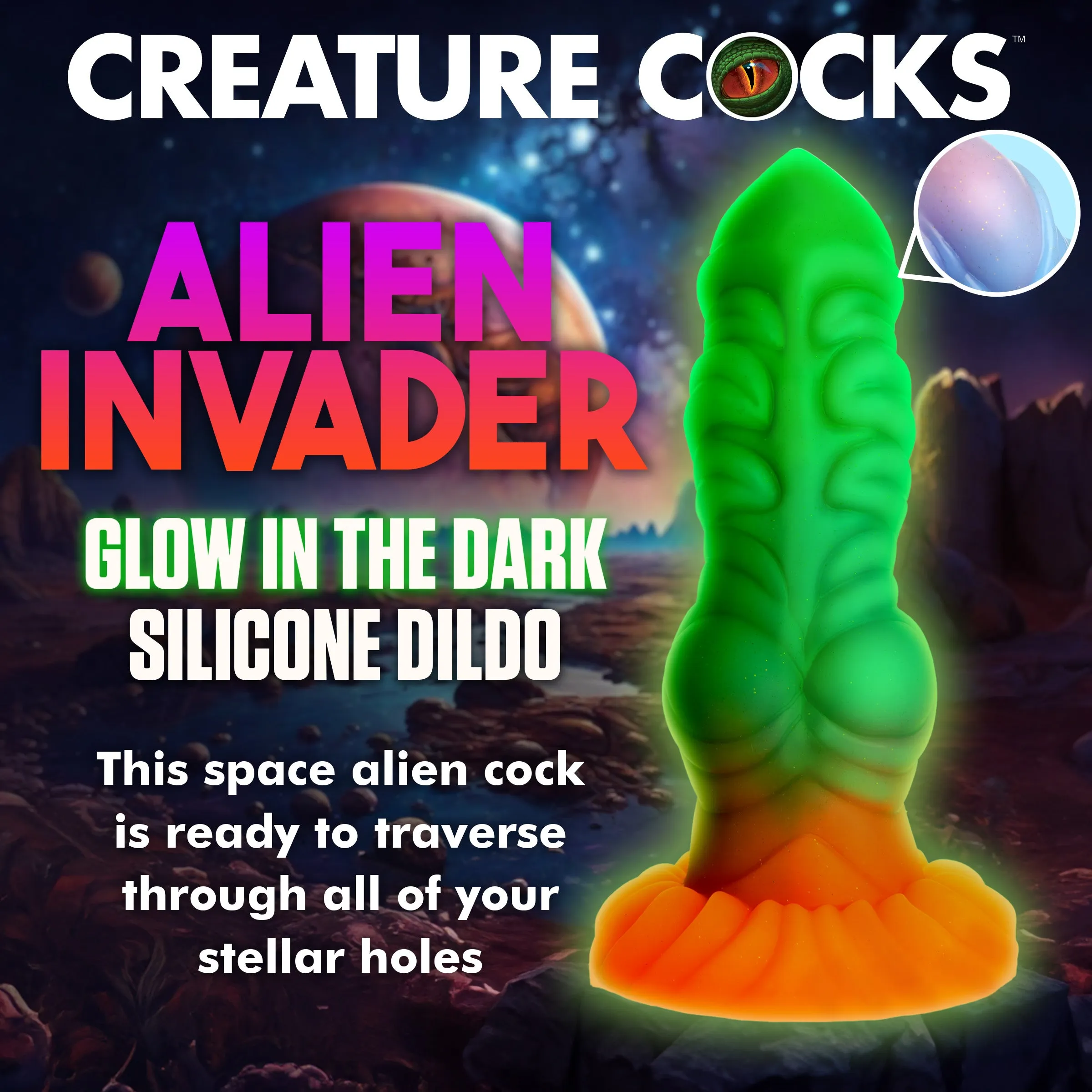 Alien Invader Glow In The Dark Dildo