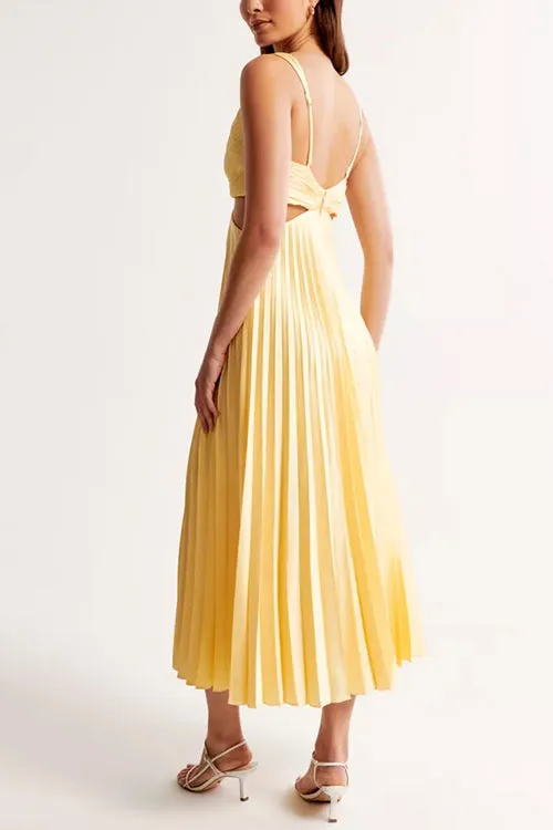 Allanah™ | V-Neck Cut-Out Pleated Maxi Dress