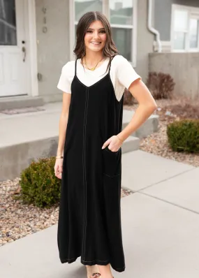 Amberlyn Black Overall Dress