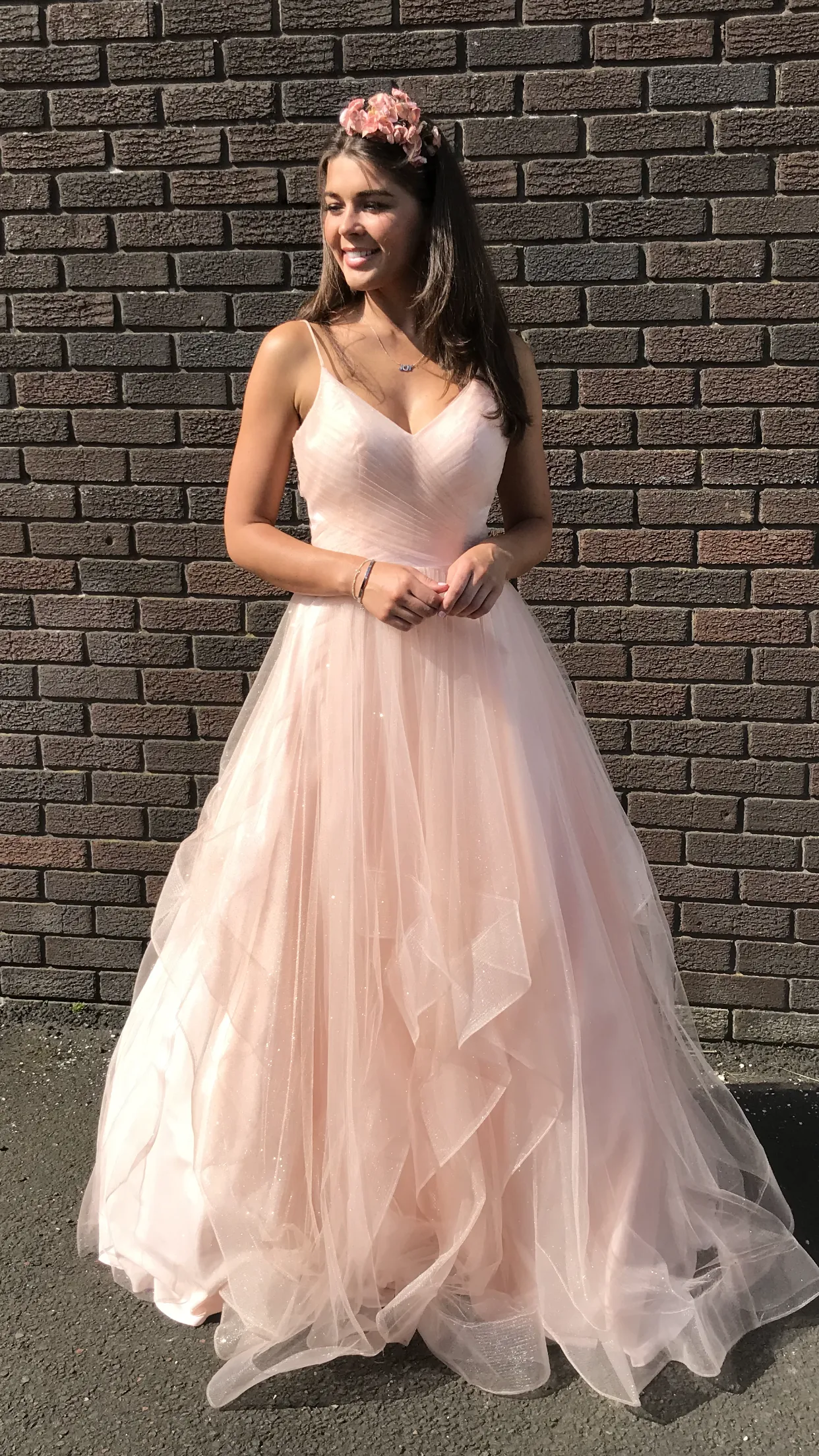 Angelina blush sparkle ballgown  prom dress, bridesmaid dress