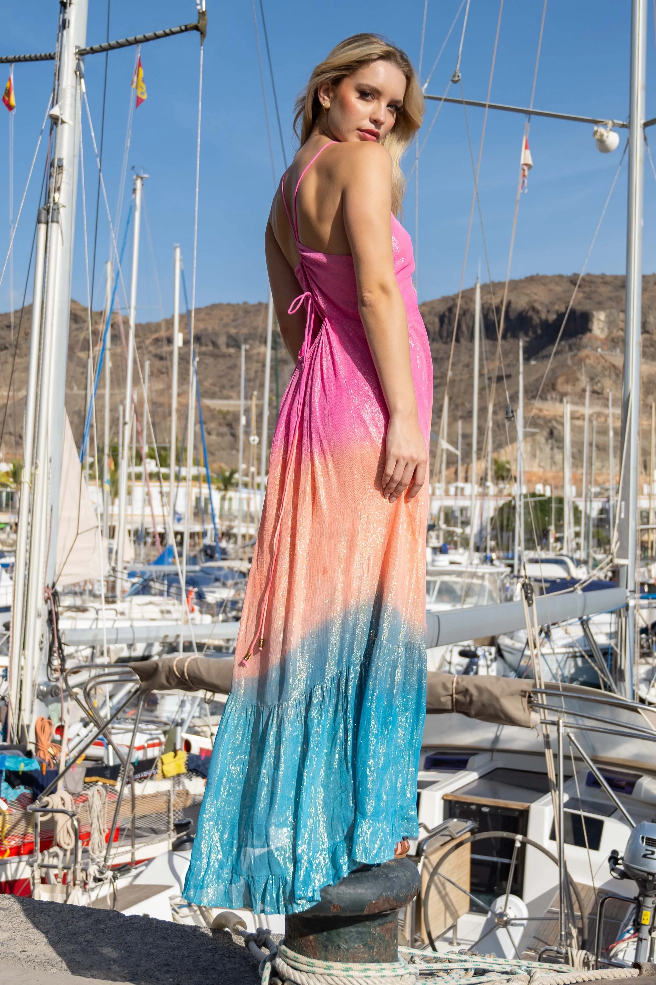 Anita Long Strappy Dress - Pink