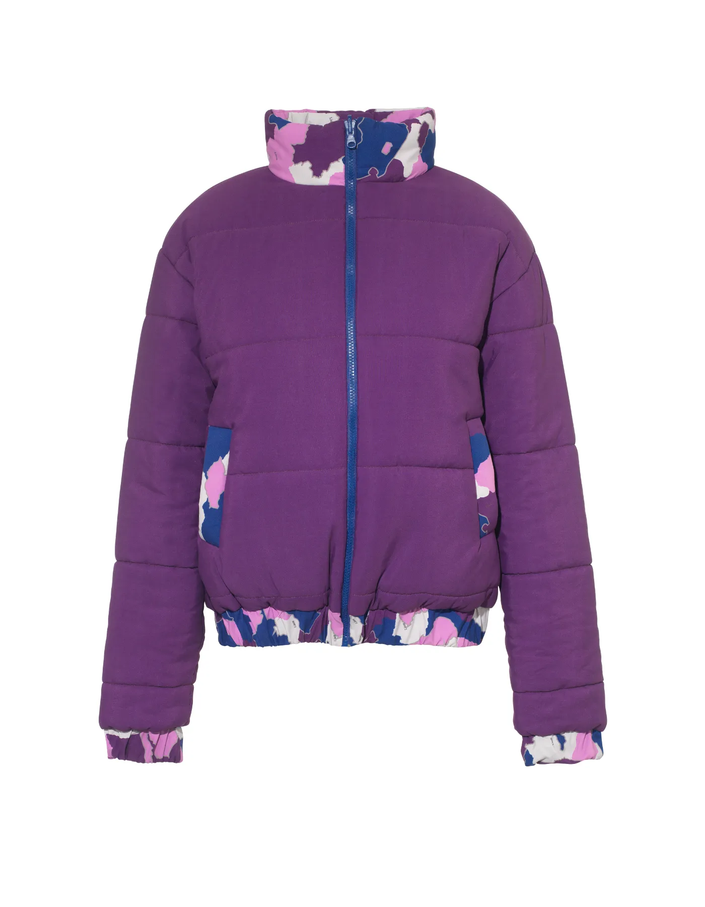 Annie Recycled Polyester Purple AfroCamo Puffer Jacket