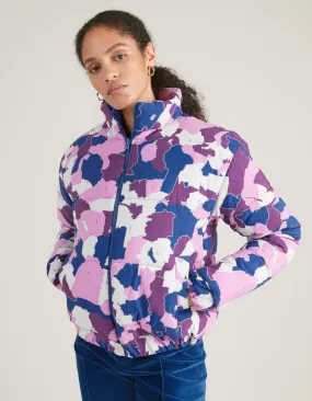 Annie Recycled Polyester Purple AfroCamo Puffer Jacket