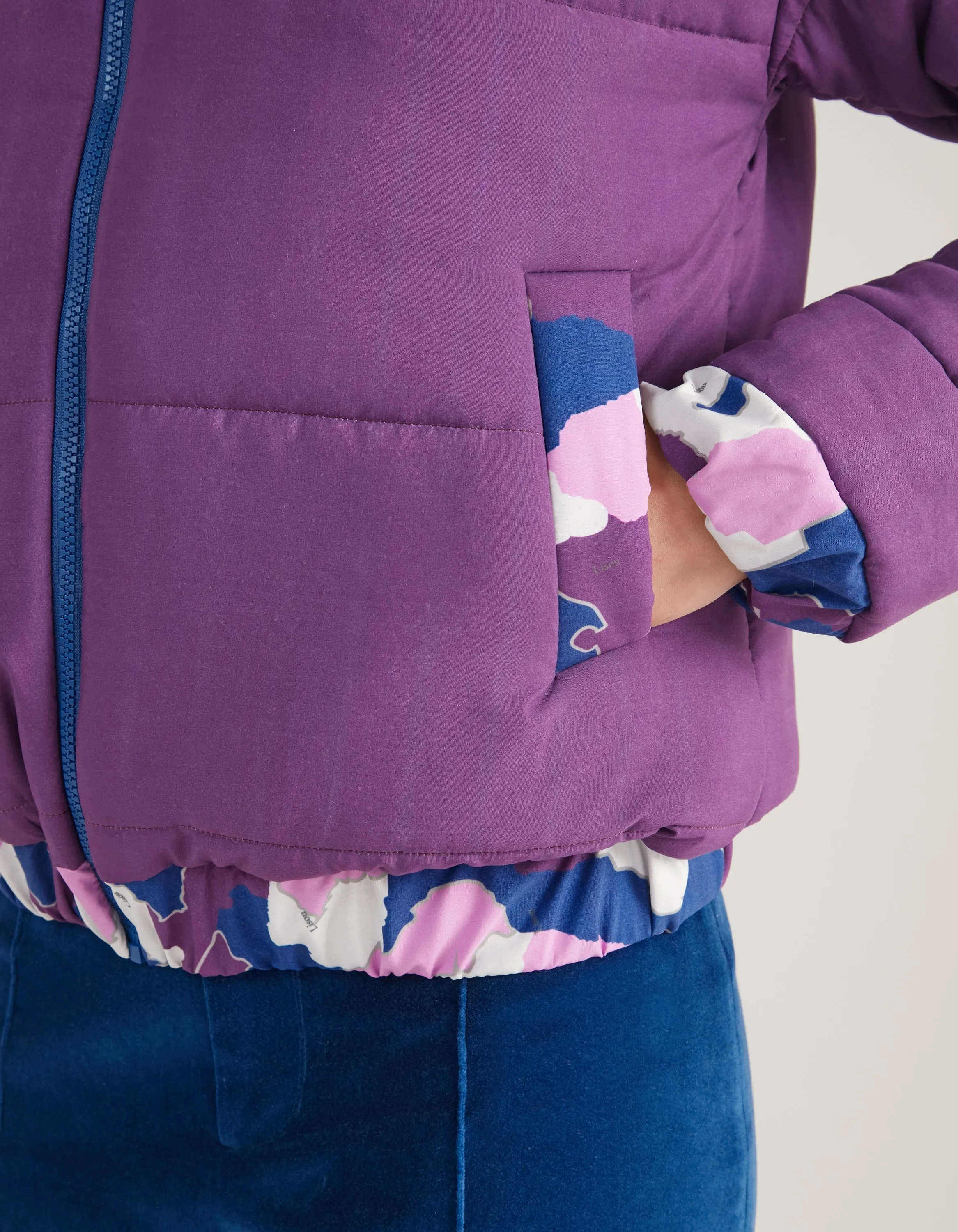 Annie Recycled Polyester Purple AfroCamo Puffer Jacket