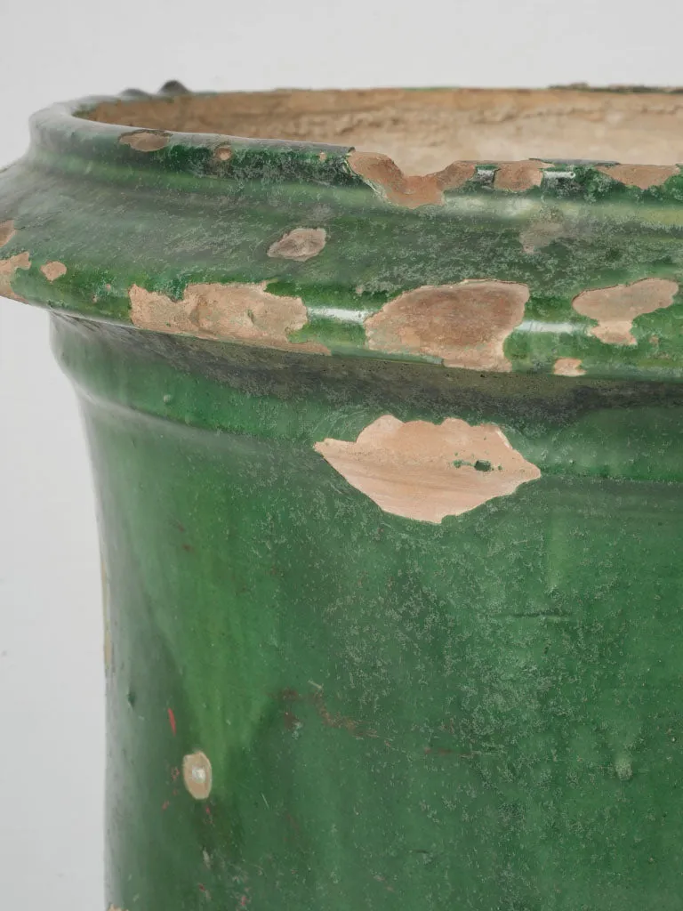 Antique Castelnaudary Green Glazed Planter 15"
