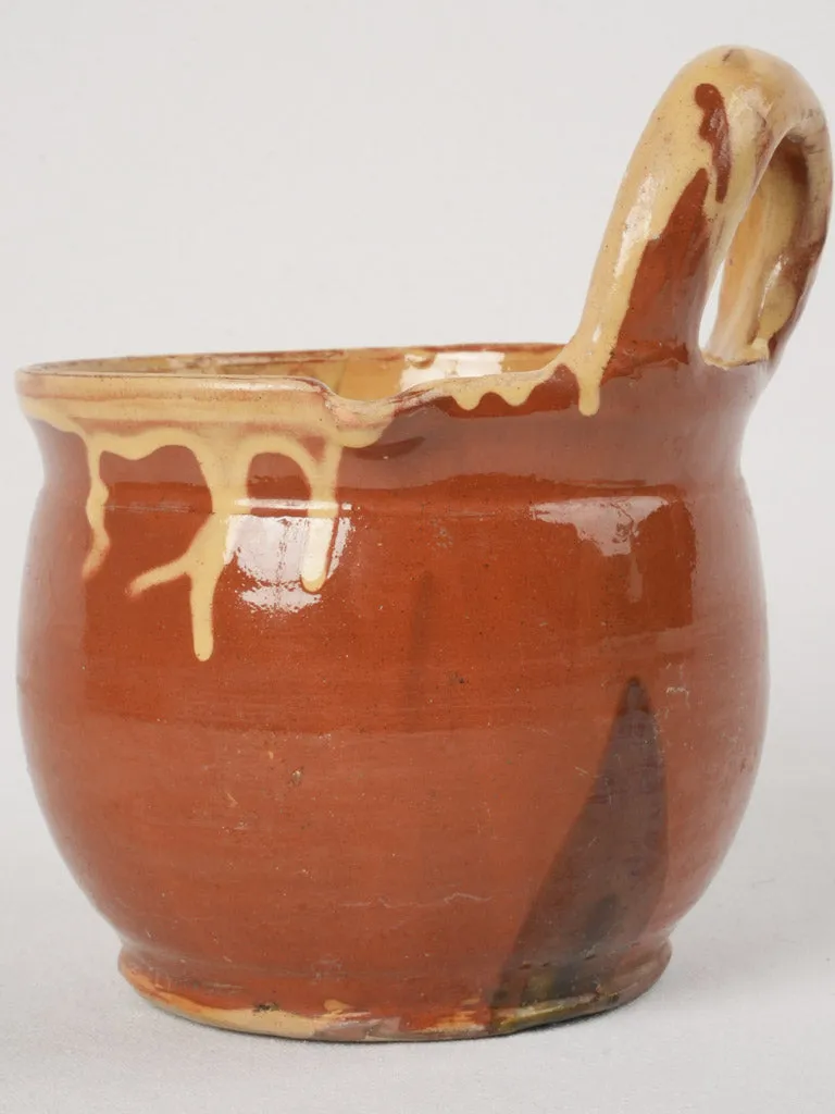 Antique Glazed Terracotta Seille for Goat Milking, 9½"