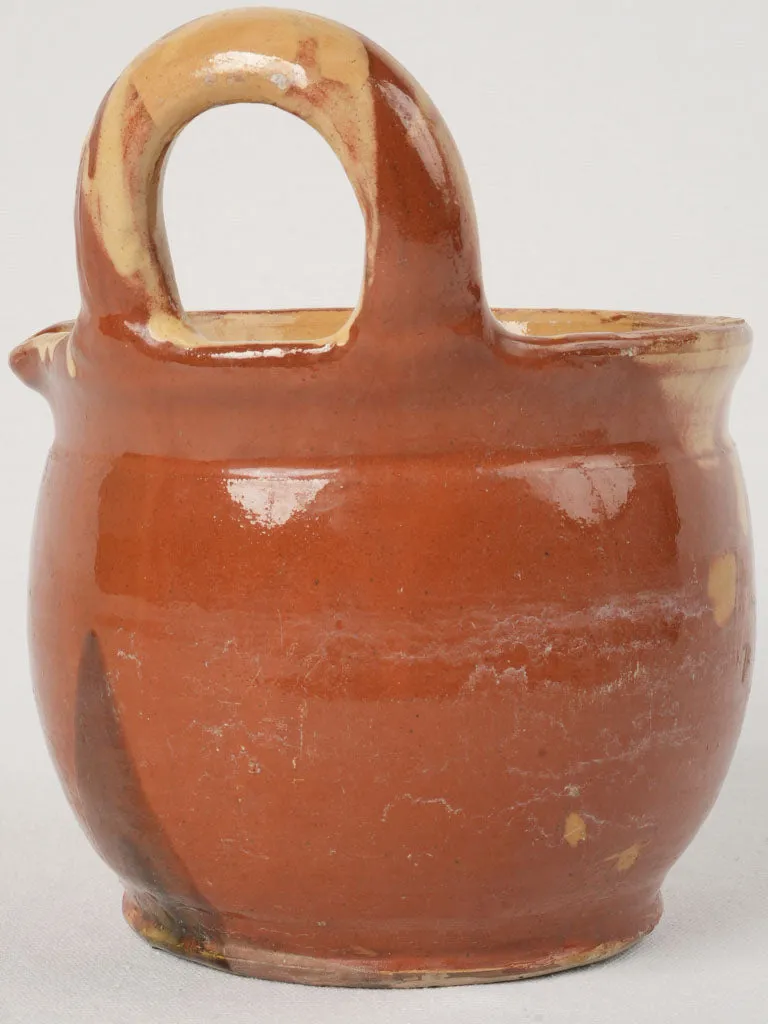 Antique Glazed Terracotta Seille for Goat Milking, 9½"