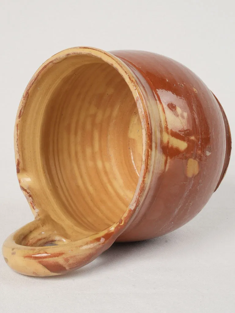Antique Glazed Terracotta Seille for Goat Milking, 9½"