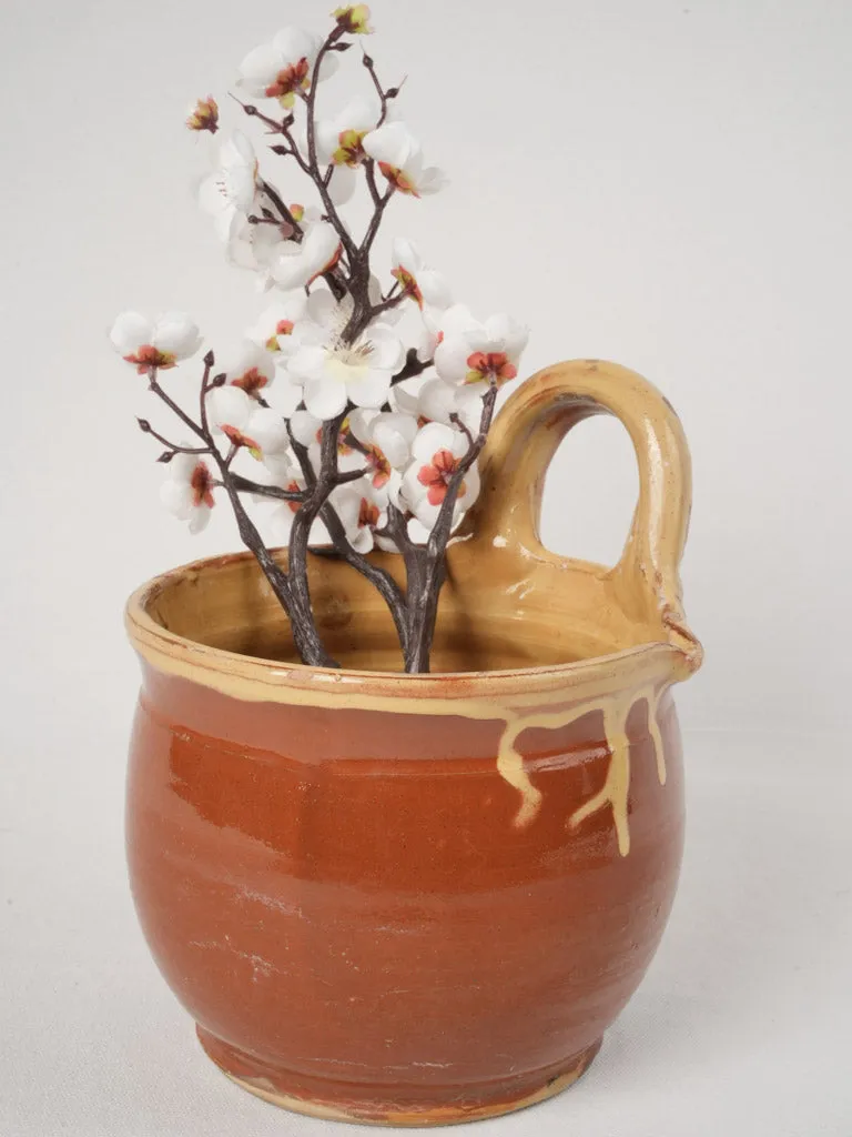 Antique Glazed Terracotta Seille for Goat Milking, 9½"