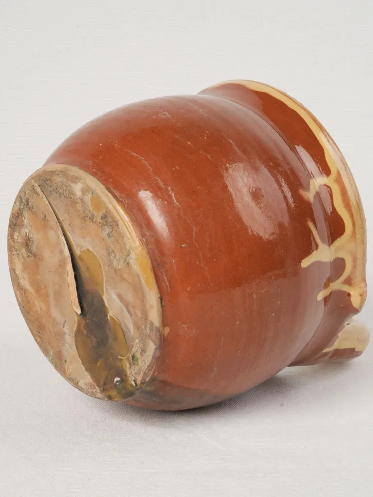 Antique Glazed Terracotta Seille for Goat Milking, 9½"