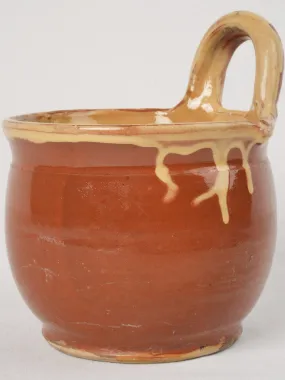 Antique Glazed Terracotta Seille for Goat Milking, 9½"