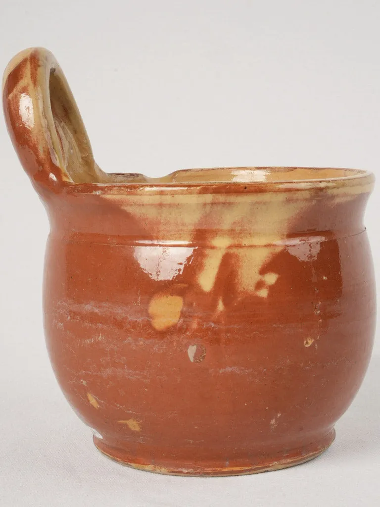 Antique Glazed Terracotta Seille for Goat Milking, 9½"