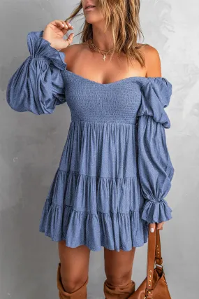 *APP EXCLUSIVE* Smocked Cold Shoulder Tiered Dress
