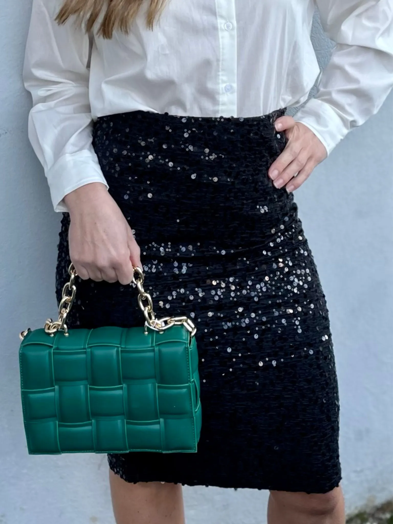 Ariana Sequin Pencil Skirt - Black