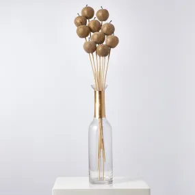 Artificial Fruit Bronze Gold Sugar Coated Candied Apple Bouquet Bundle of 10 Sticks