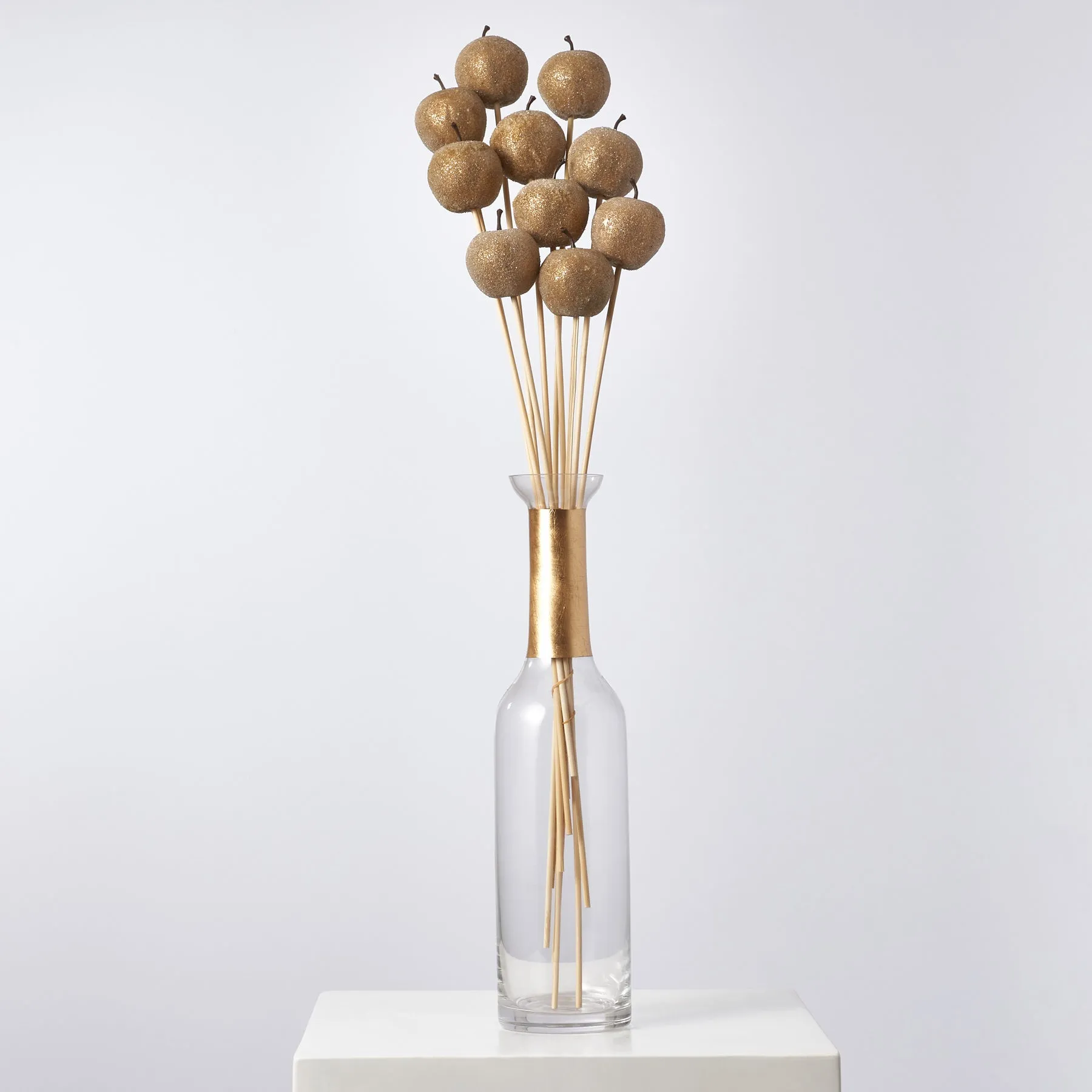 Artificial Fruit Bronze Gold Sugar Coated Candied Apple Bouquet Bundle of 10 Sticks