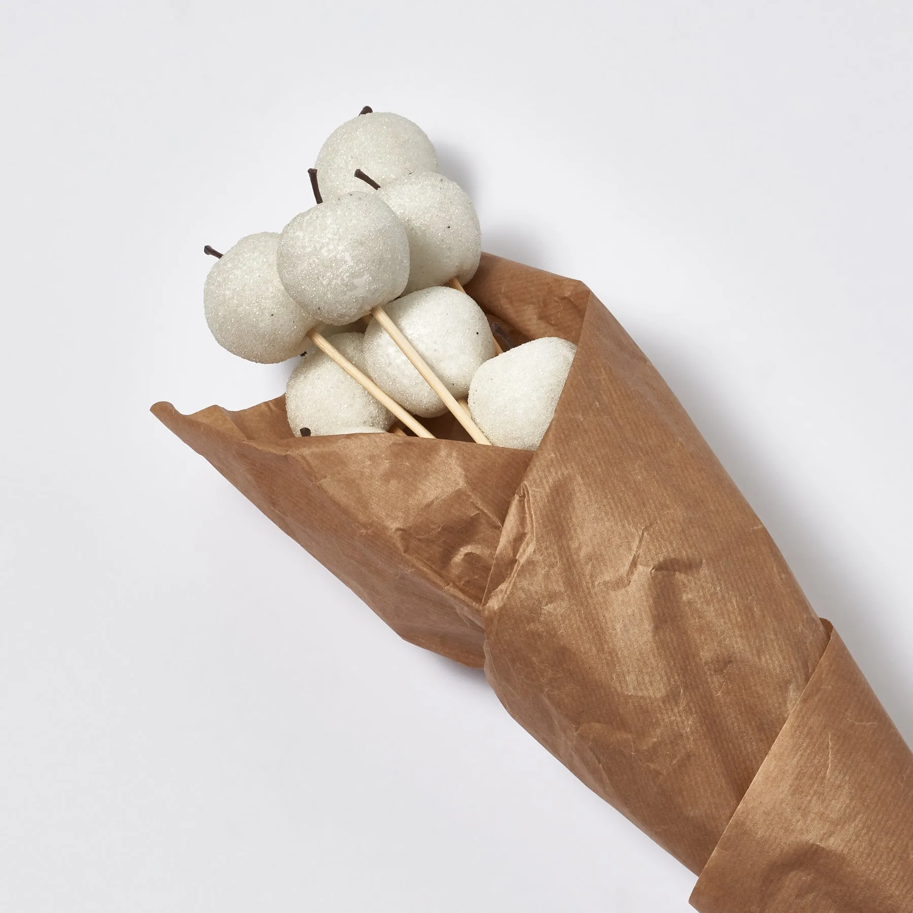 Artificial Fruit White Sugar Coated Candied Apple Bouquet Bundle of 10 Sticks