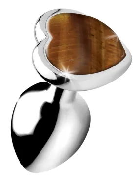Authentic Tigers Eye Gemstone Heart Anal Plug