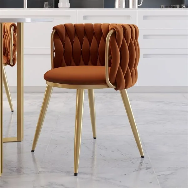 Barrel Back Dining Chair Round Accent Chair with Velvet Upholstery