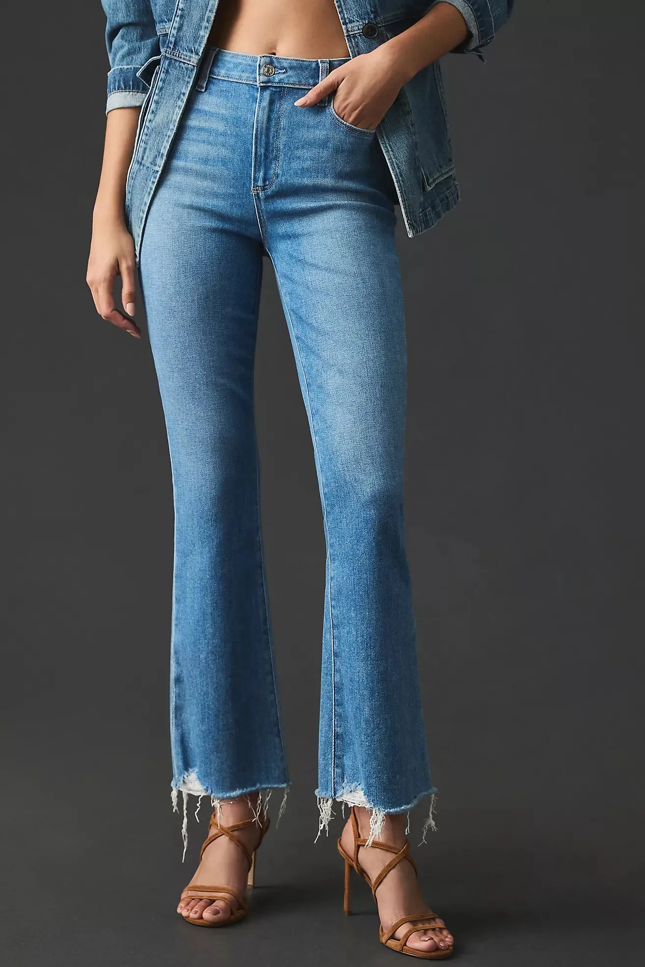 BEST SELLER!! PAIGE "Claudine" High Waist Crop Flare in Darling