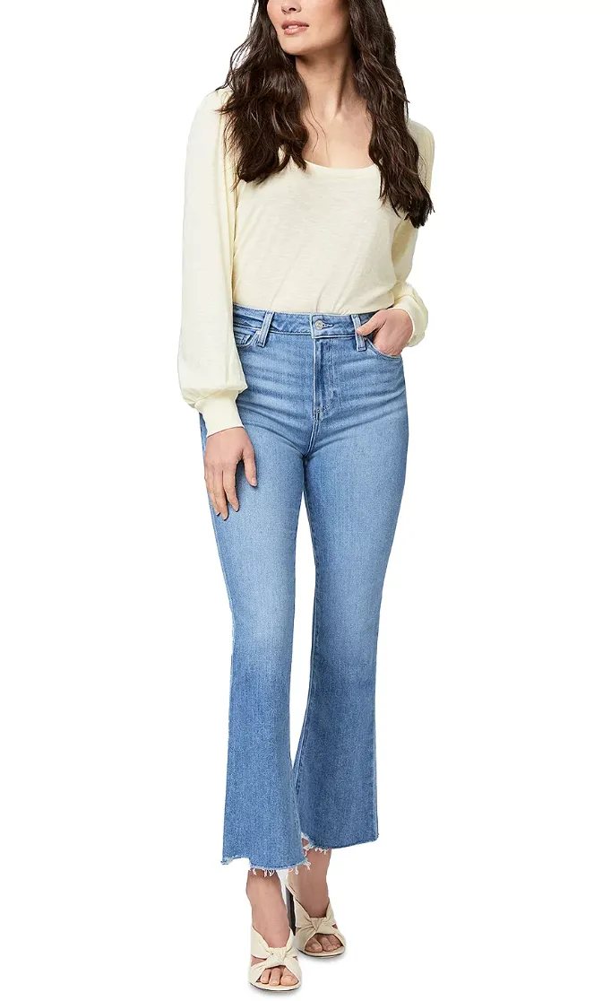 BEST SELLER!! PAIGE "Claudine" High Waist Crop Flare in Darling