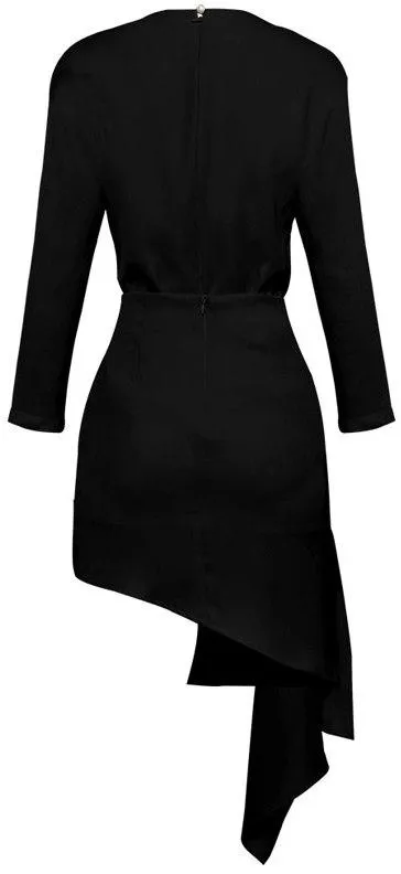 Black Asymmetrical Ruched Top and Skirt Set