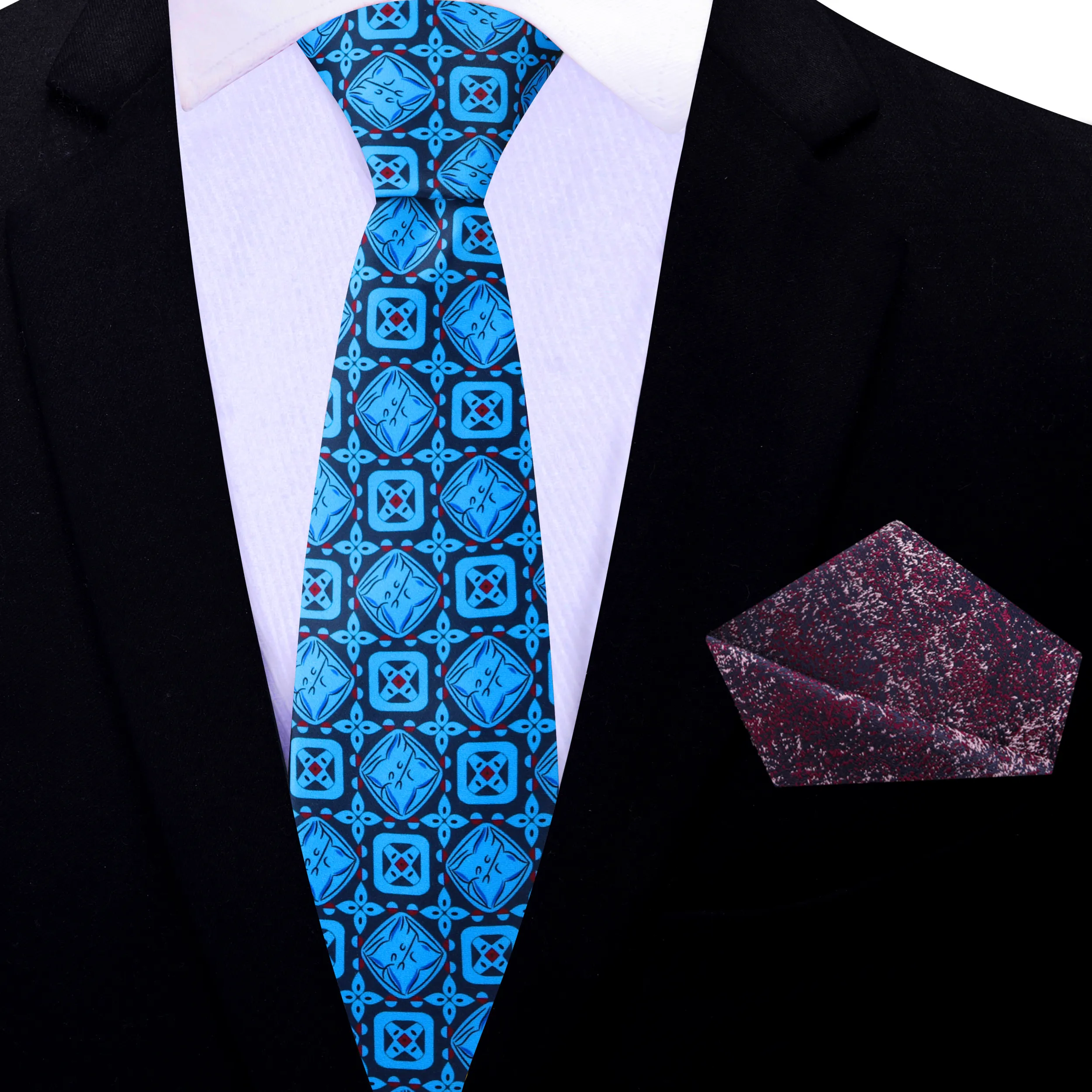 Blue Gemstones Geometric Necktie