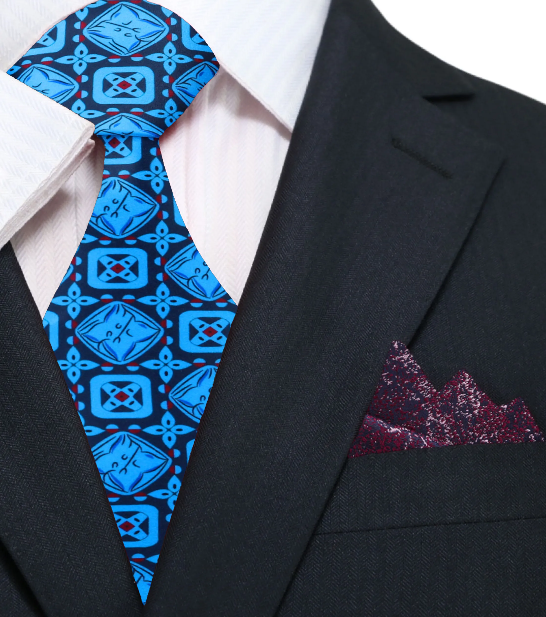 Blue Gemstones Geometric Necktie