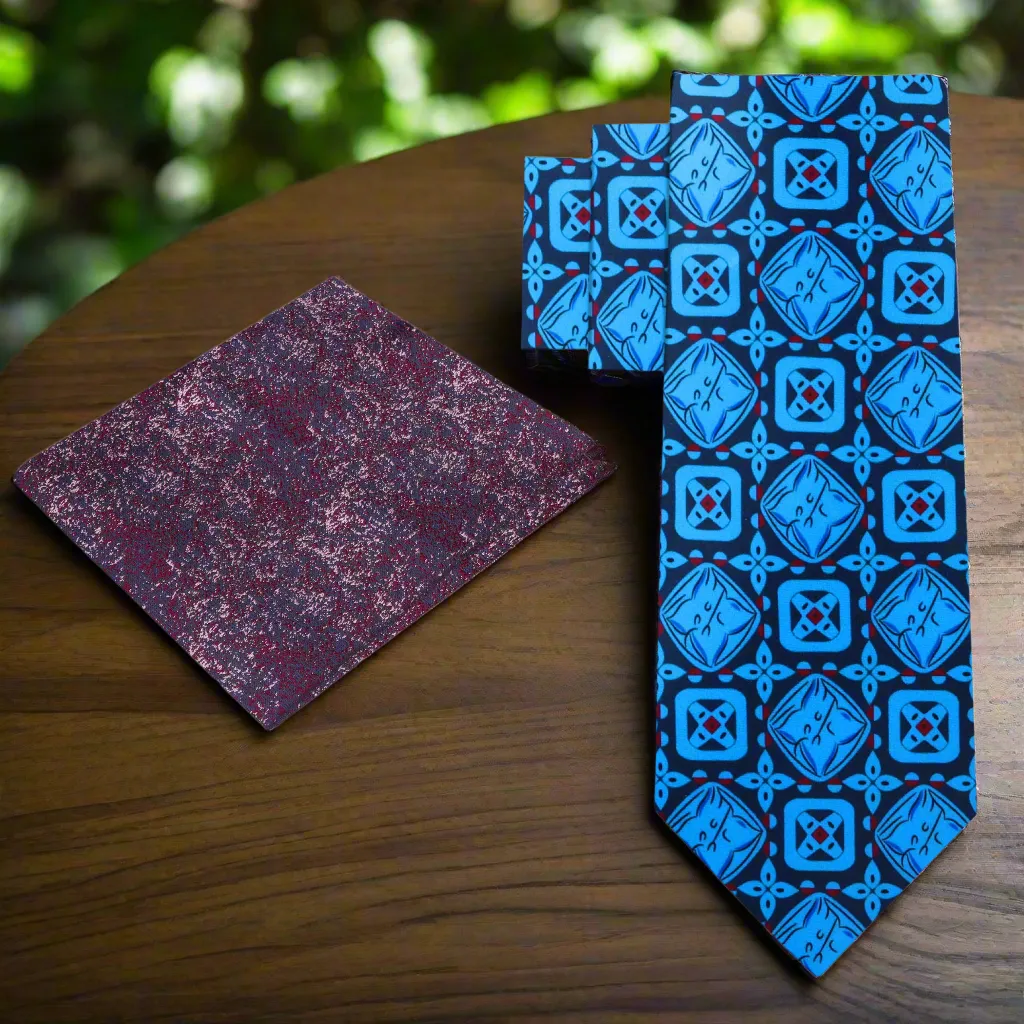 Blue Gemstones Geometric Necktie