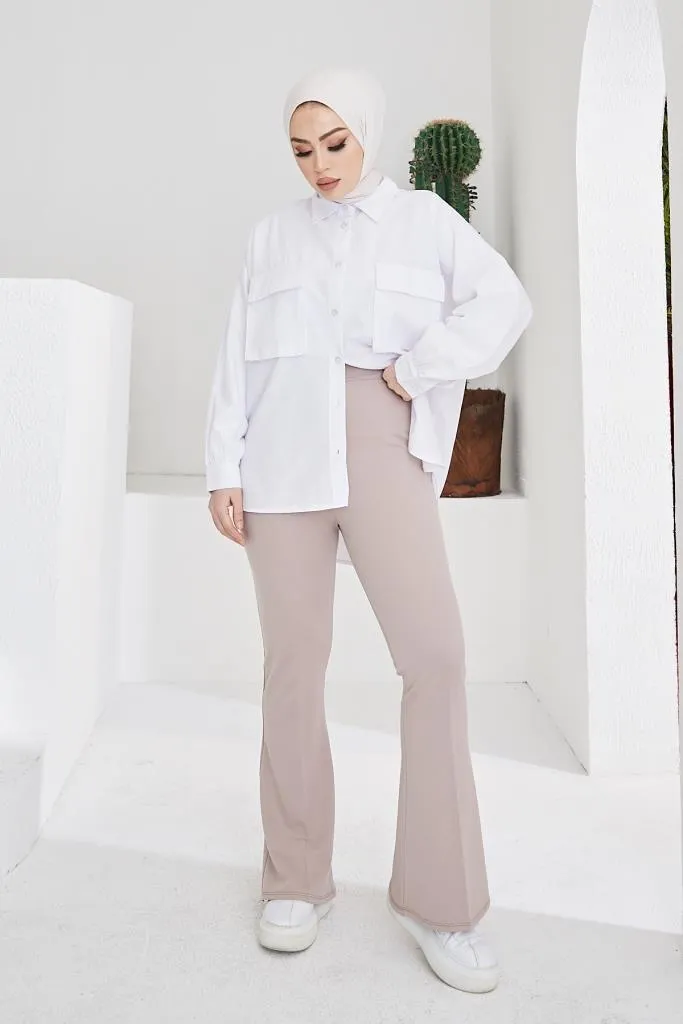 BNG Women Spanish Flared Fabric Pants Mink - Clermont