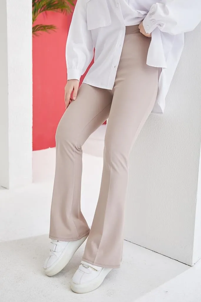 BNG Women Spanish Flared Fabric Pants Mink - Clermont