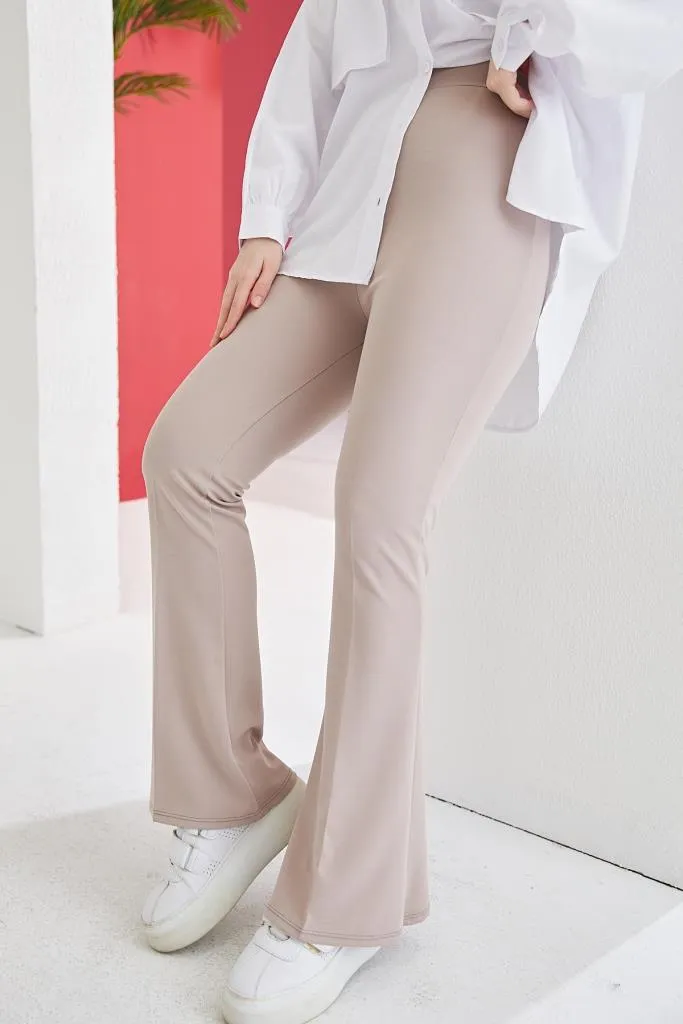 BNG Women Spanish Flared Fabric Pants Mink - Clermont