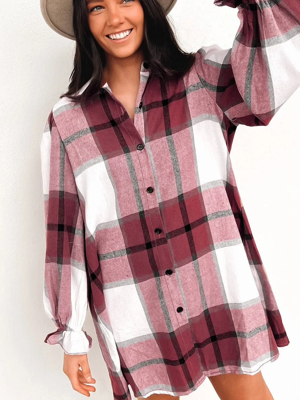 Bohemian Plaid Shirt Dress