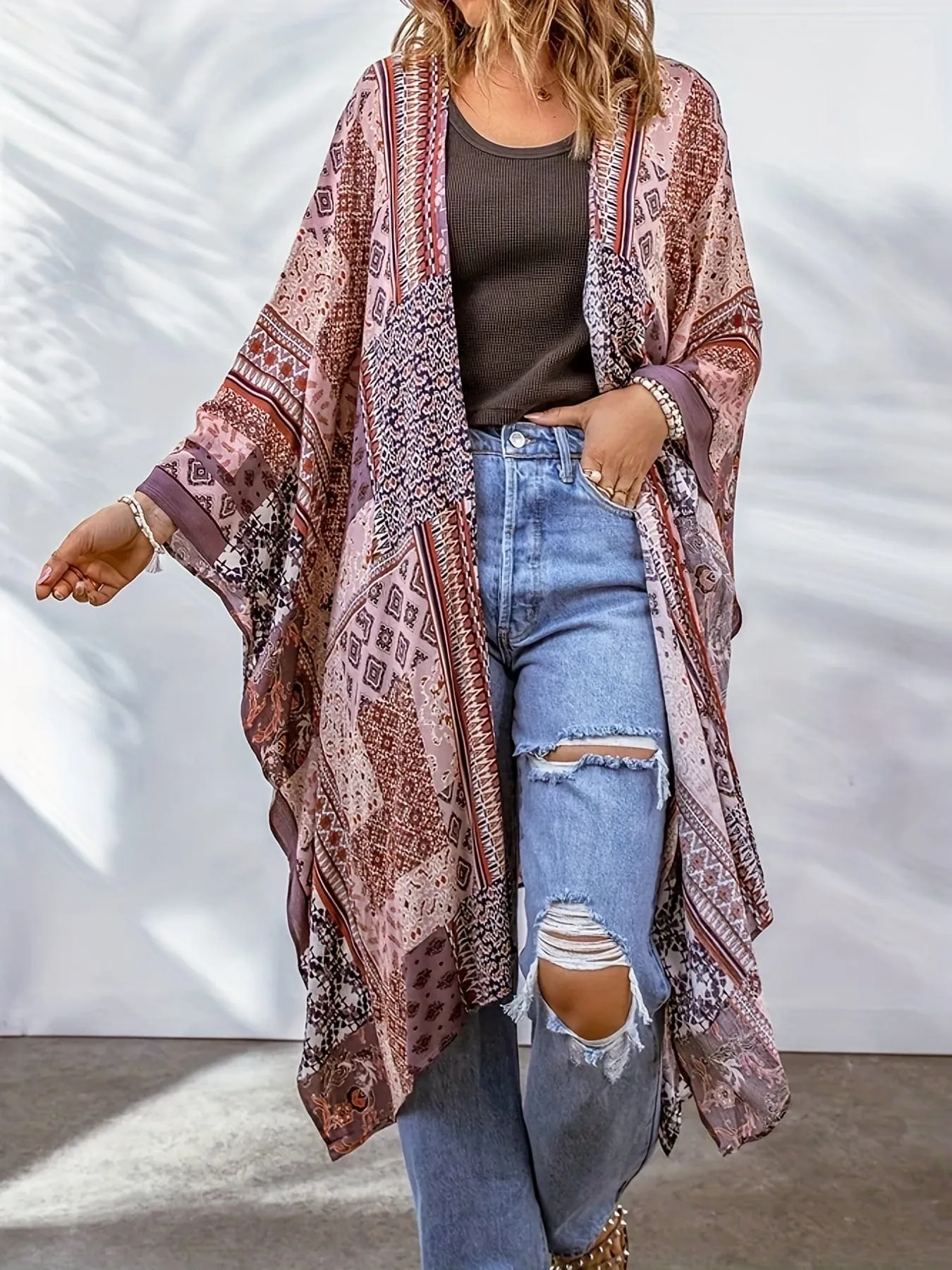 Bohemian Plaid Shirt Dress